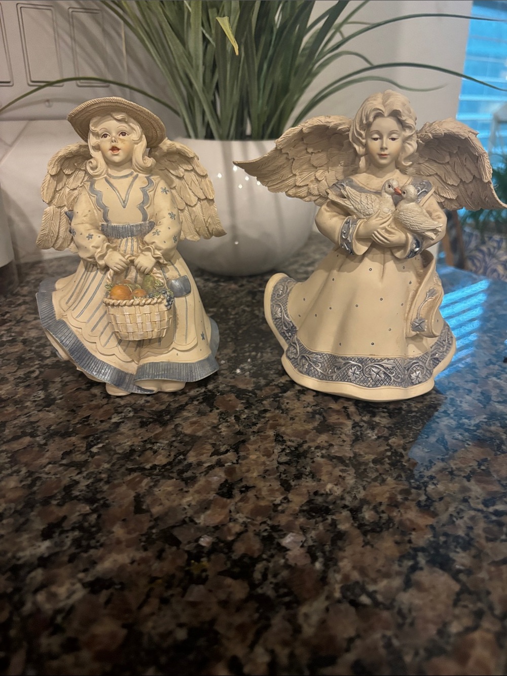 Cream and Blue Angel Figurine Set - Home Accents